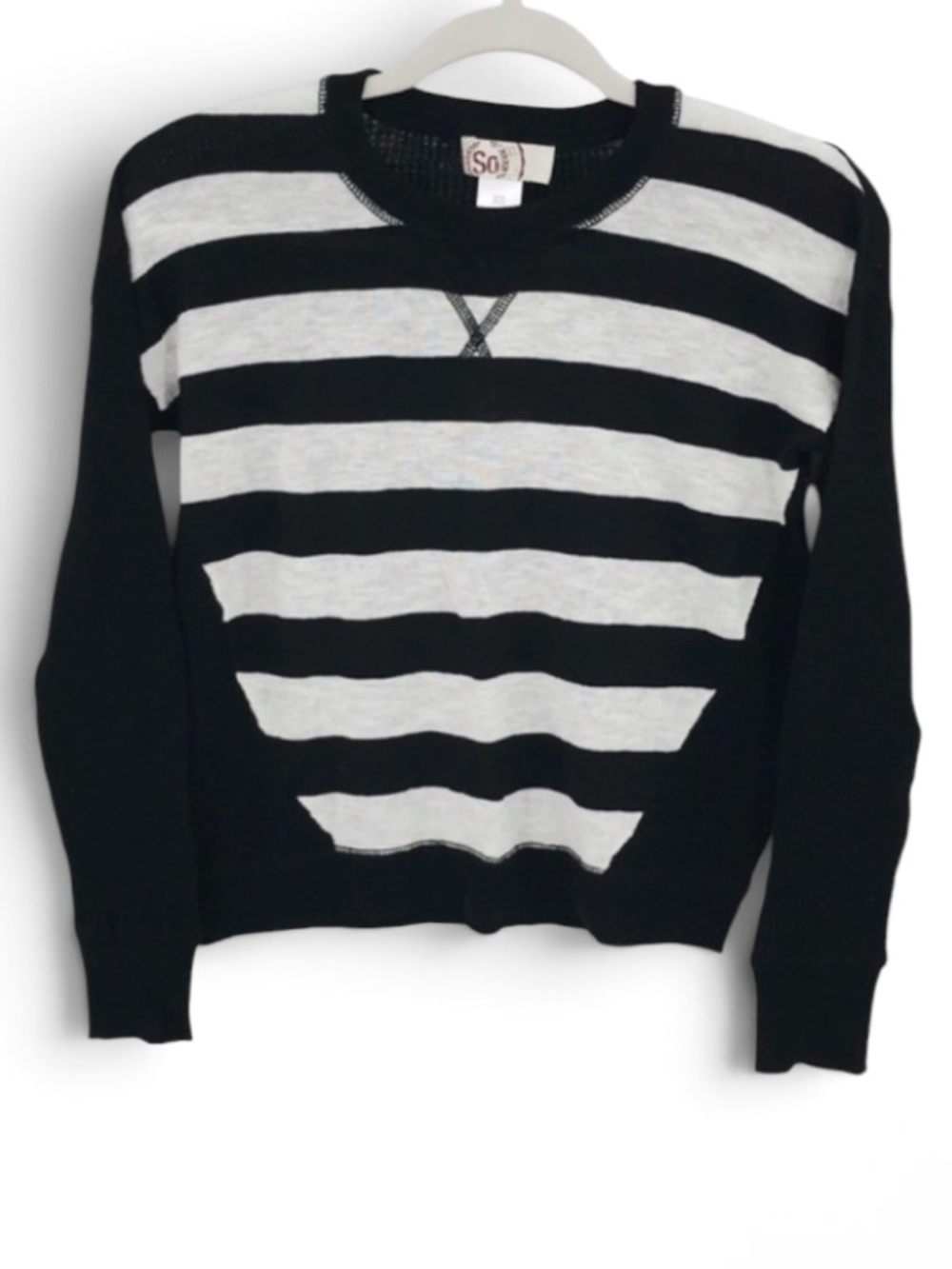 SO Striped Waffle Knit Sweater Top